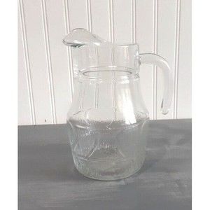 Vintage‎ Clear Textured 7 Cup Glass Pitcher with Ice Lip